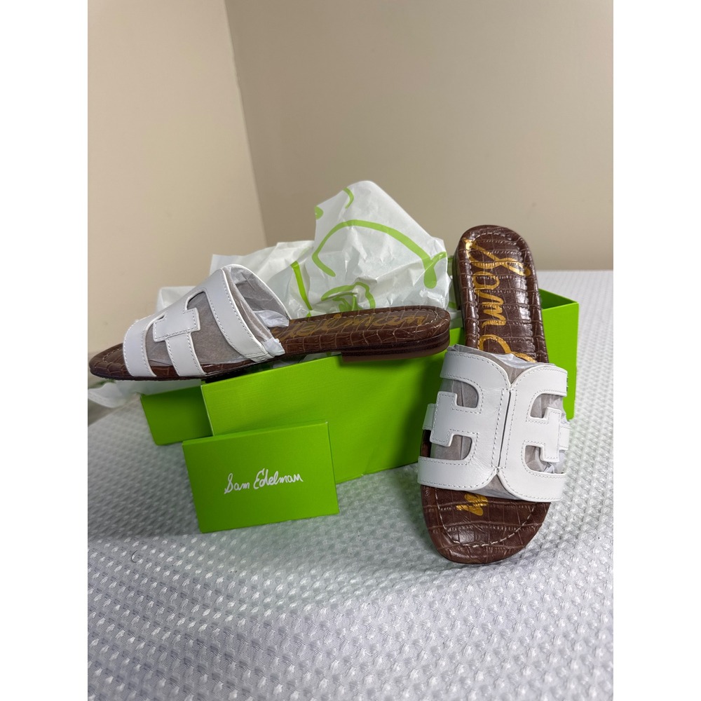 Sam Edelman Slide Sandals Women 7 Bay White Leather NIB